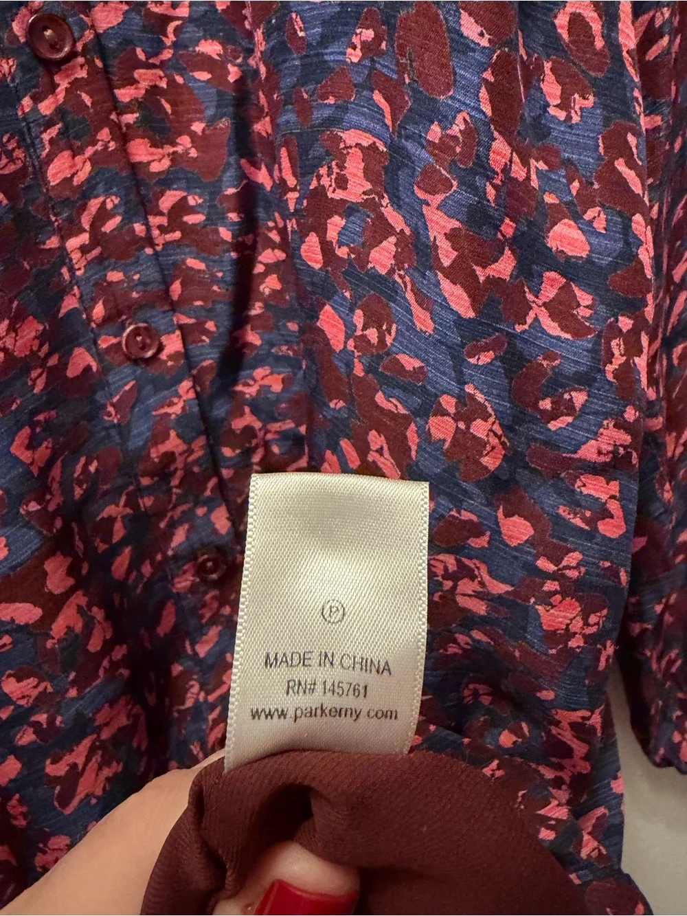 Parker Silk Blend Floral Long Sleeve Ruffle Mini Dress Size L Navy Coral